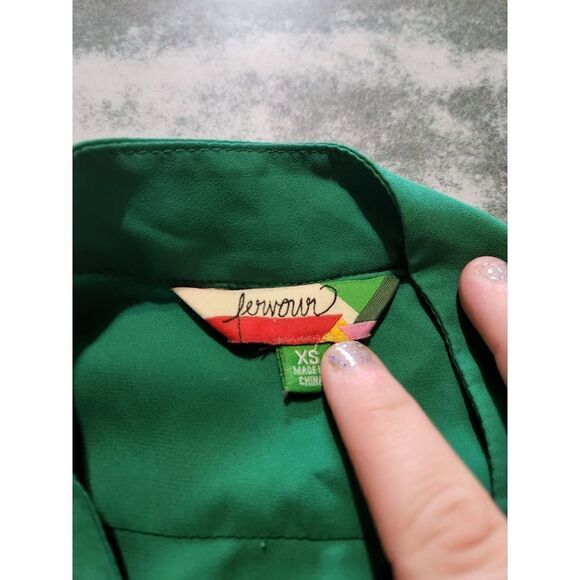 Modcloth Fervour kelly green career blouse sz XS - Picture 3 of 4